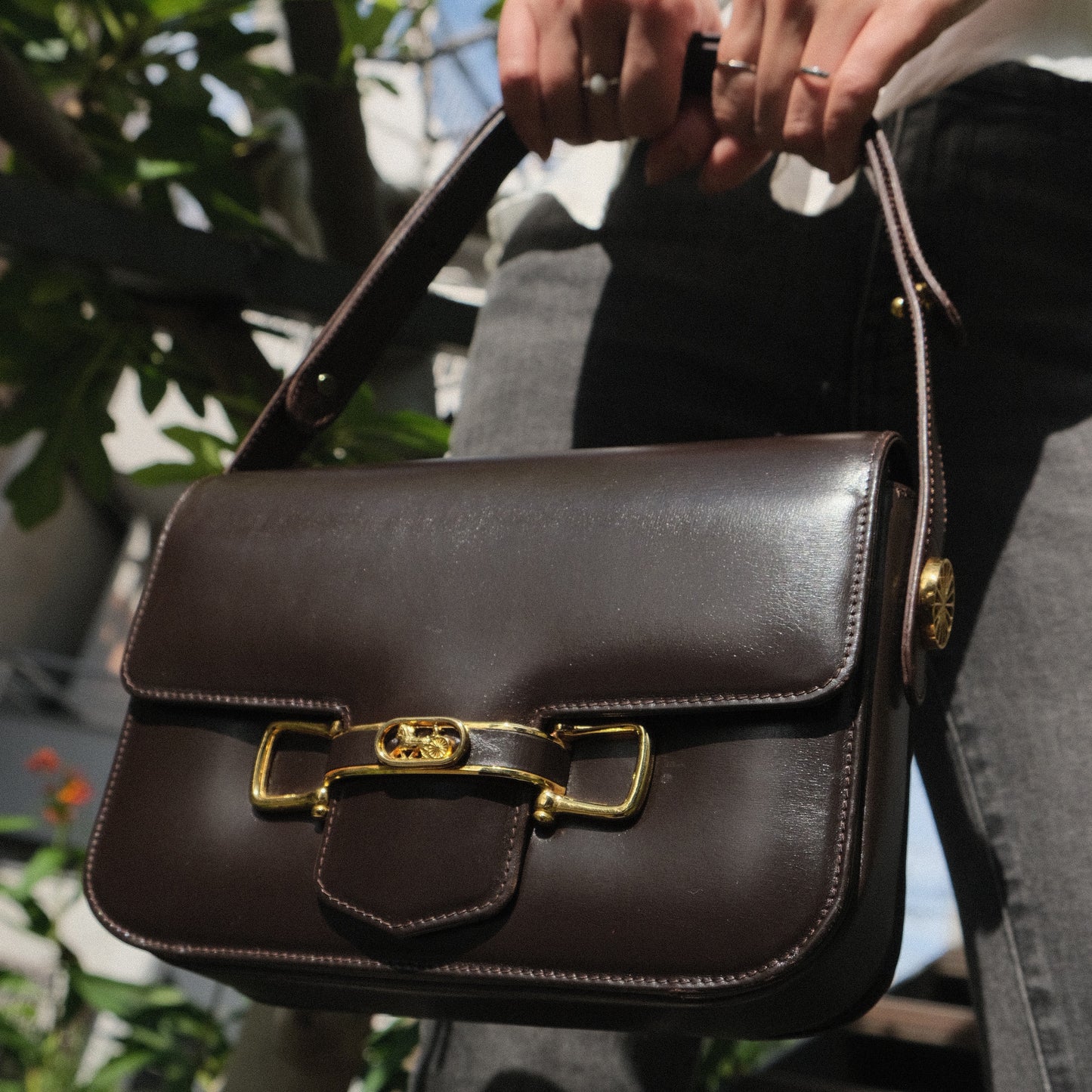 Celine Vintage Horse Carriage Shoulder Box Bag