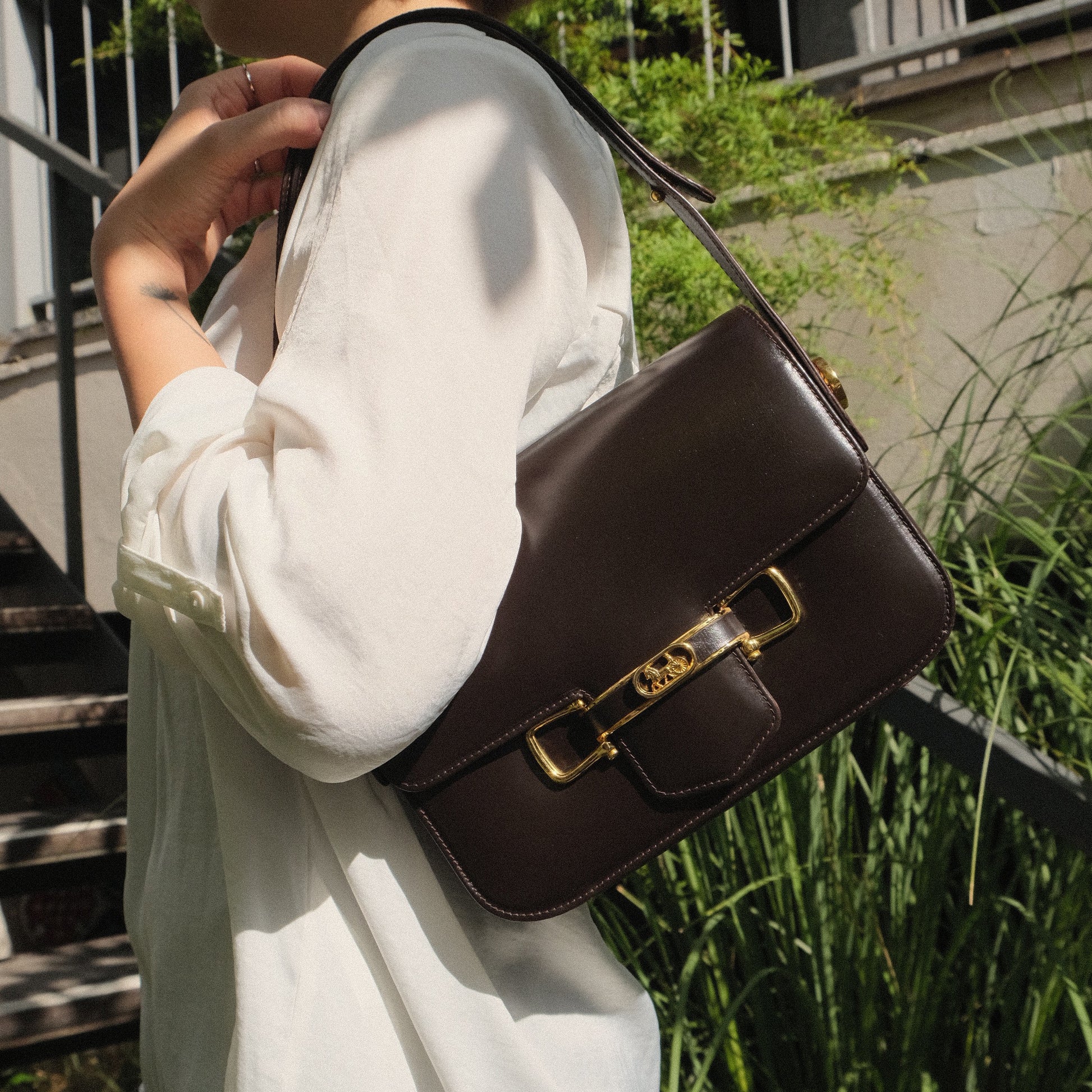Celine Vintage Horse Carriage Shoulder Box Bag