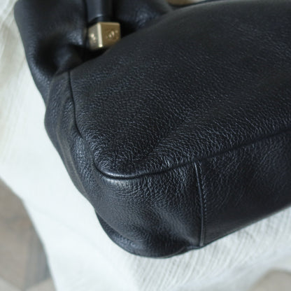 Chanel Vintage Black Calfskin Leather CC Logo Dice Shoulder Tote Bag