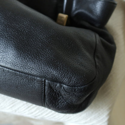 Chanel Vintage Black Calfskin Leather CC Logo Dice Shoulder Tote Bag