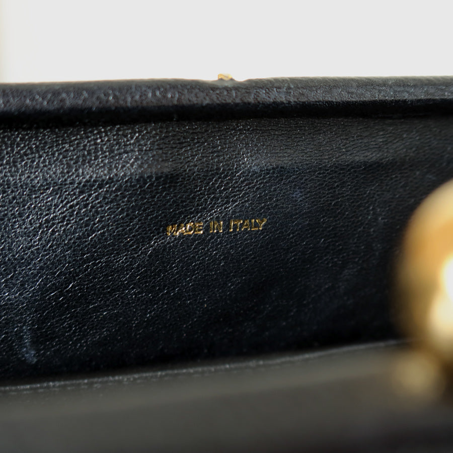 Vintage Chanel Black Caviar Matelassé CC logo Kiss Lock Double Chain Shoulder Bag