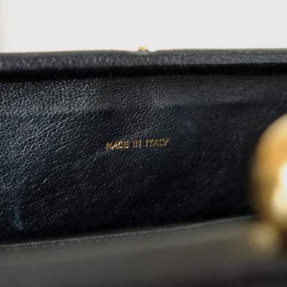 Vintage Chanel Black Caviar Matelassé CC logo Kiss Lock Double Chain Shoulder Bag