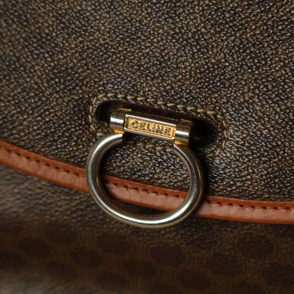 Celine Vintage Brown Macadam Triomphe Leather Crossbody Bag