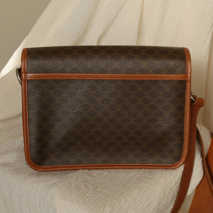 Vintage Celine Brown Macadam Triomphe Leather Crossbody Bag