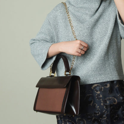 YSL Saint Laurent Vintage Brown Leather Boxy East West 2way Flap Bag