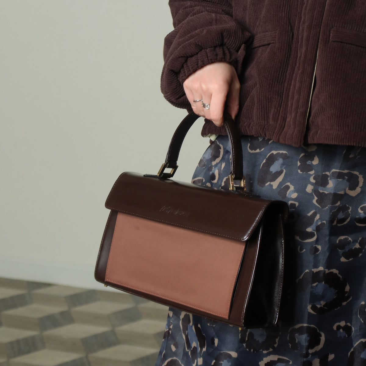 Saint Laurent ２WAYバッグ レザー ブラウン 464960 YSL Saint Laurent Vintage Brown Leather Boxy East West 2way Flap