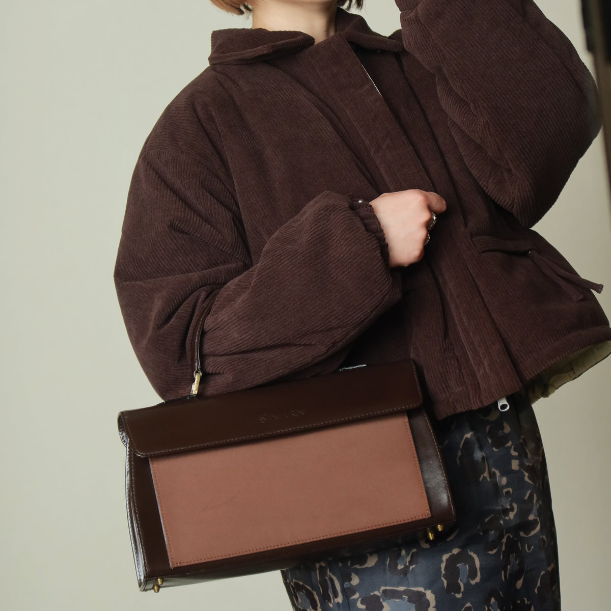 Saint Laurent ２WAYバッグ レザー ブラウン 464960 YSL Saint Laurent Vintage Brown Leather Boxy East West 2way Flap
