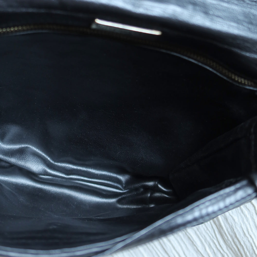 Bottega Veneta Vintage Black Intrecciato Weave Pochette Crossbody Flap Bag