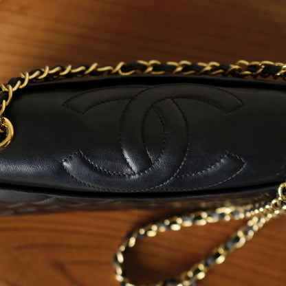 Chanel Vintage Black Lambskin Matelasse Diamond Quilted CC mark Flap Bag