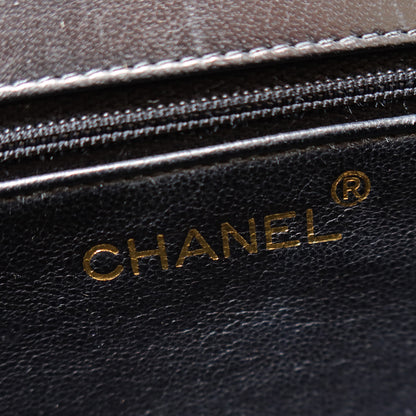 Chanel Vintage Black Lambskin Matelasse Diamond Quilted CC mark Flap Bag