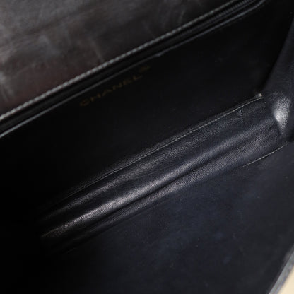 Chanel Vintage Black Lambskin Matelasse Diamond Quilted CC mark Flap Bag