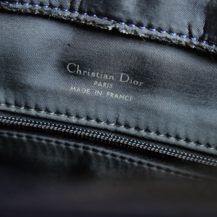 Christian Dior Vintage Navy Fringe Charm CD logo Leather Crossbody Sling Bag