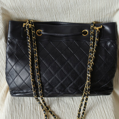 Chanel Vintage Black Calfskin Matelasse Quilted CC Charm Crossbody Shoulder Bag