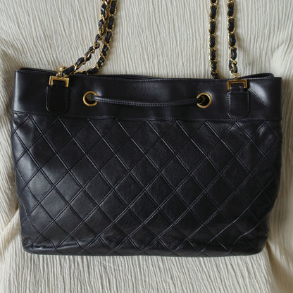 Chanel Vintage Black Calfskin Matelasse Quilted CC Charm Crossbody Shoulder Bag