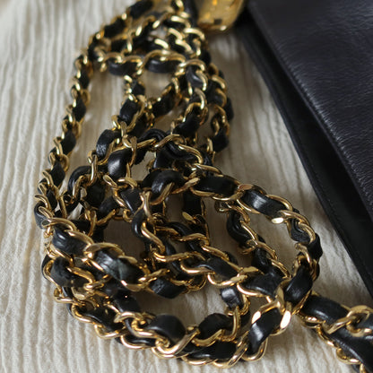 Chanel Vintage Black Calfskin Matelasse Quilted CC Charm Crossbody Shoulder Bag