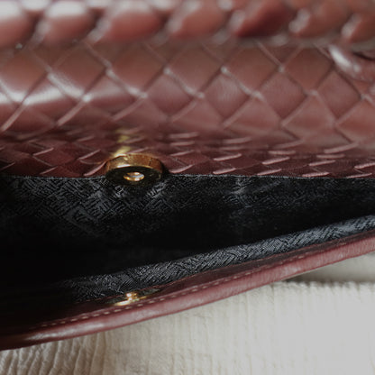 Bottega Veneta Vintage Dark Brown Intrecciato Turn Lock Braided Top Handle Bag