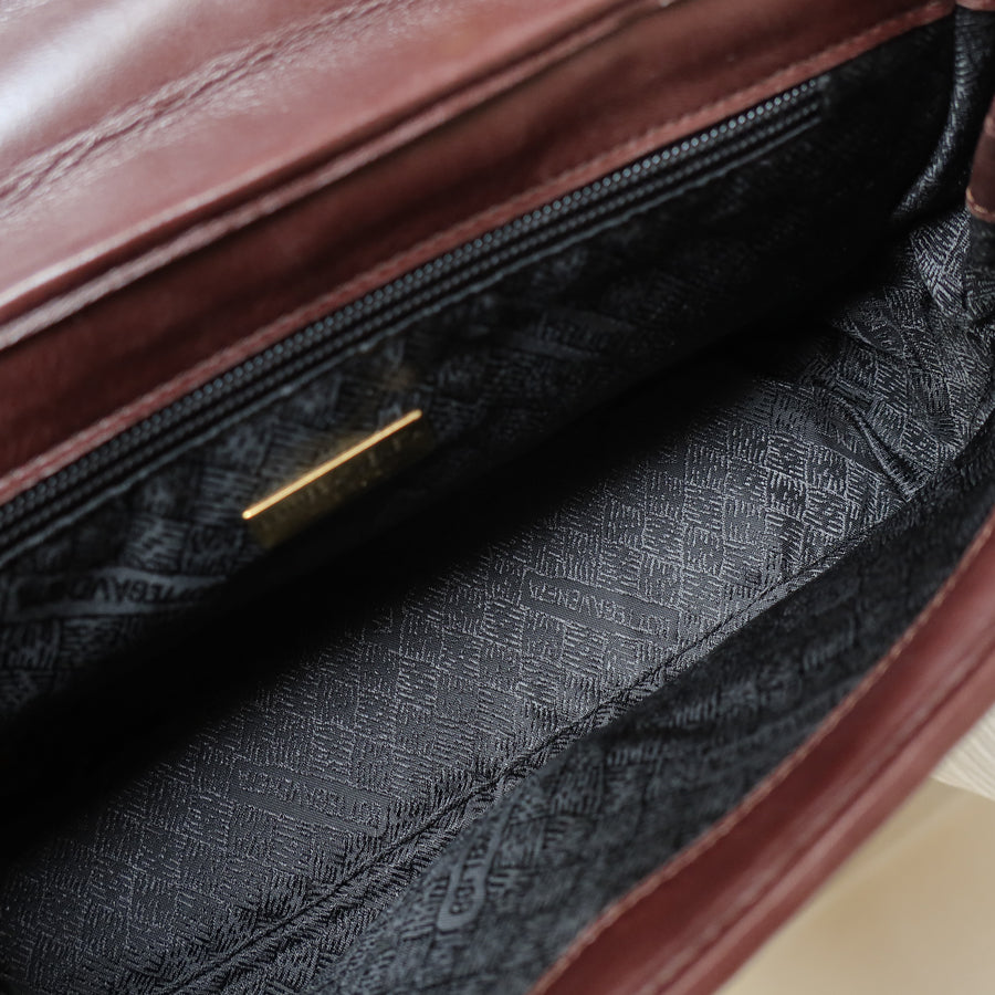 Bottega Veneta Vintage Dark Brown Intrecciato Turn Lock Braided Top Handle Bag