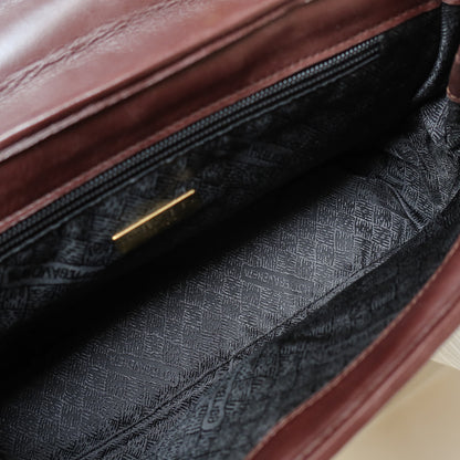 Bottega Veneta Vintage Dark Brown Intrecciato Turn Lock Braided Top Handle Bag