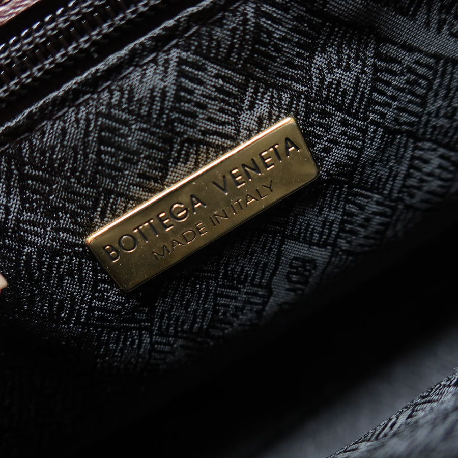 Bottega Veneta Vintage Dark Brown Intrecciato Turn Lock Braided Top Handle Bag