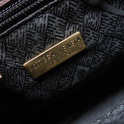 Bottega Veneta Vintage Dark Brown Intrecciato Turn Lock Braided Top Handle Bag