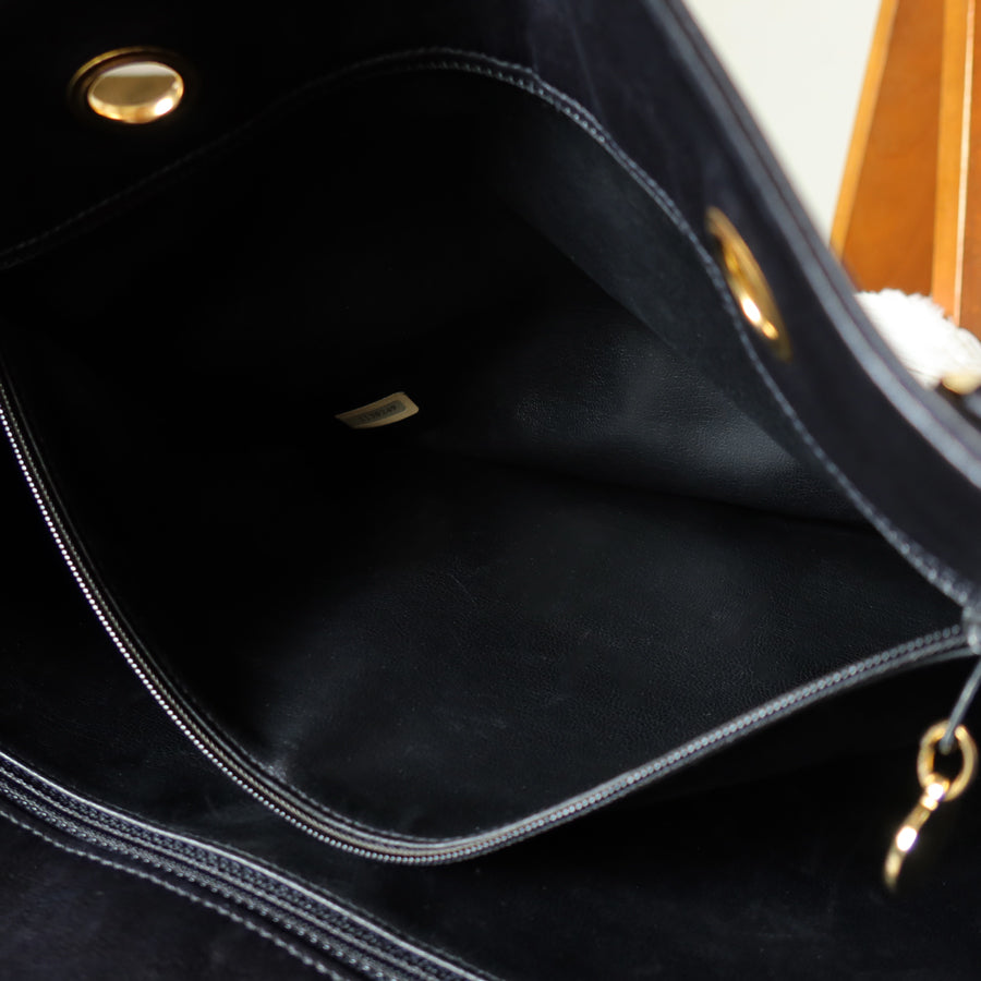 Chanel Vintage Black Calfskin Matelasse Quilted CC Charm Crossbody Shoulder Bag