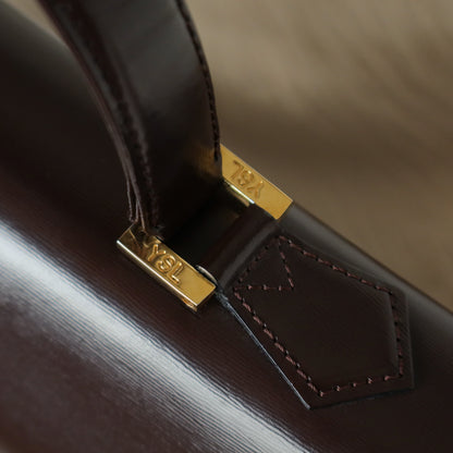 YSL Saint Laurent Vintage Brown Leather Boxy East West 2way Flap Bag