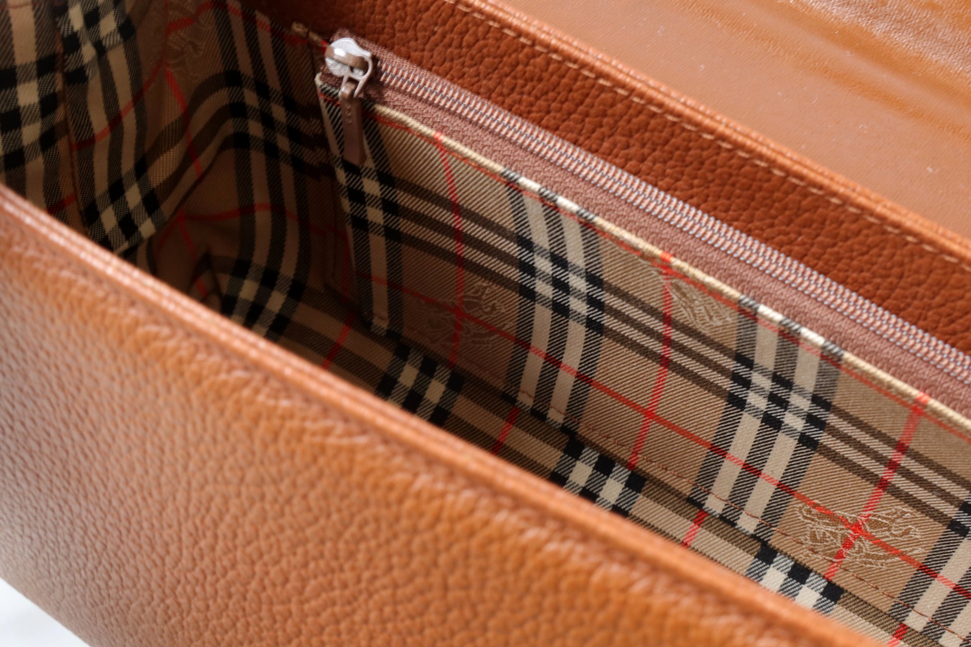 Burberry Vintage Brown Grained Leather Top Handle Bag