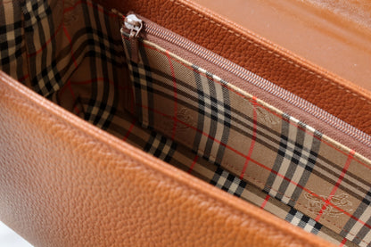 Burberry Vintage Brown Grained Leather Top Handle Bag