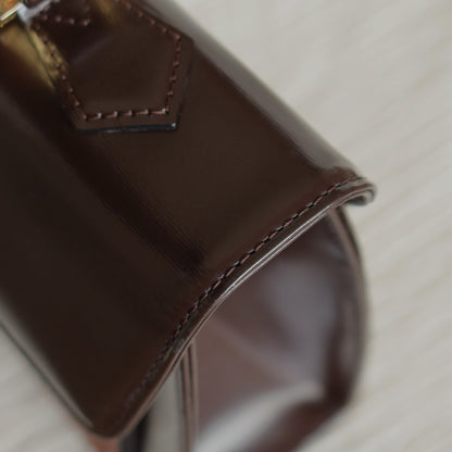 YSL Saint Laurent Vintage Brown Leather Boxy East West 2way Flap Bag