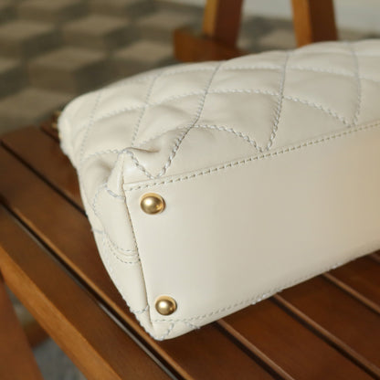 Chanel Vintage Cream Leather Wild Stitch CC mark chain-link Shoulder Bag