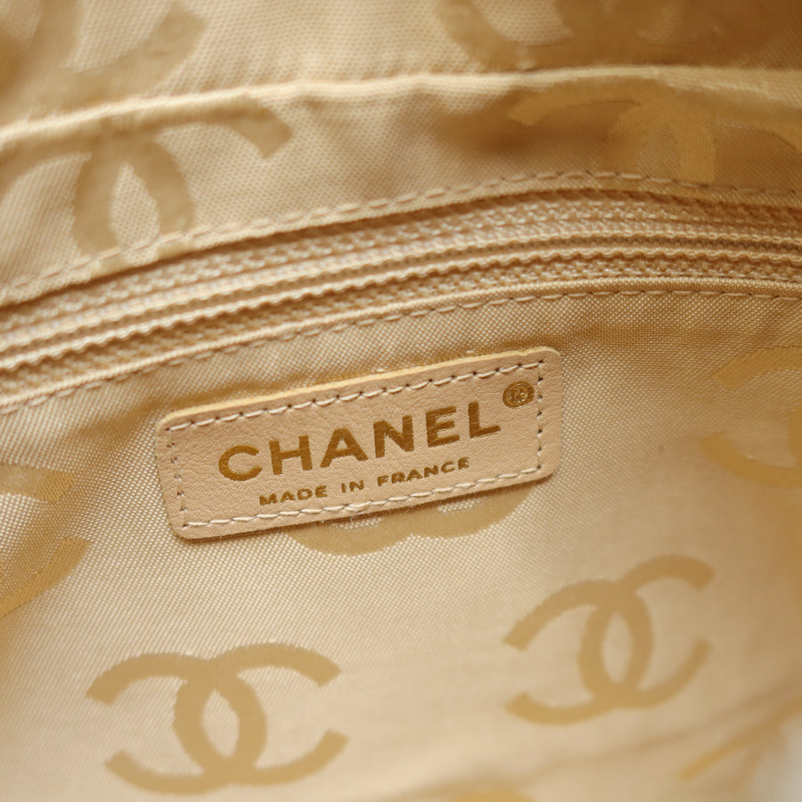 Chanel Vintage Cream Leather Wild Stitch CC mark chain-link Shoulder Bag