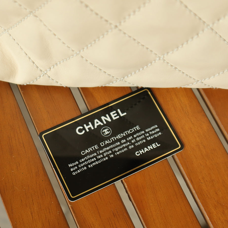 Chanel Vintage Cream Leather Wild Stitch CC mark chain-link Shoulder Bag