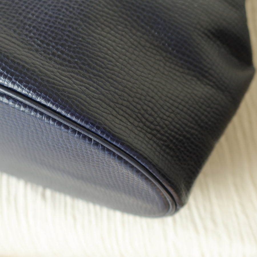 Christian Dior Vintage Dark Navy CD Gold oval medallion 2way Shoulder Flap Bag