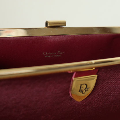 Christian Dior Vintage Dark Maroon Burgundy Monogram Kiss lock Clutch Bag
