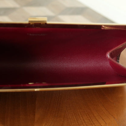 Christian Dior Vintage Dark Maroon Burgundy Monogram Kiss lock Clutch Bag