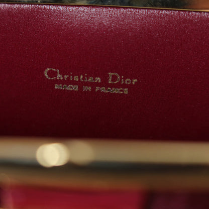 Christian Dior Vintage Dark Maroon Burgundy Monogram Kiss lock Clutch Bag