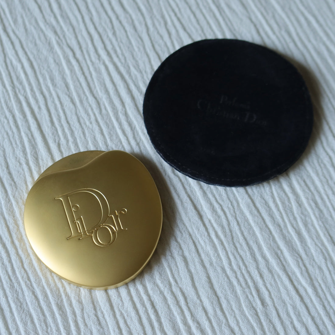 Rare Christian Dior Vintage Metallic Gold Heart Shape Sliding Pocket Mirror M
