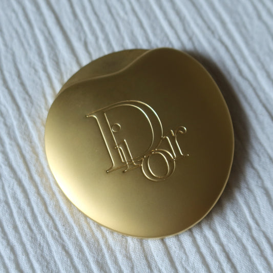 Rare Christian Dior Vintage Metallic Gold Heart Shape Sliding Pocket Mirror M