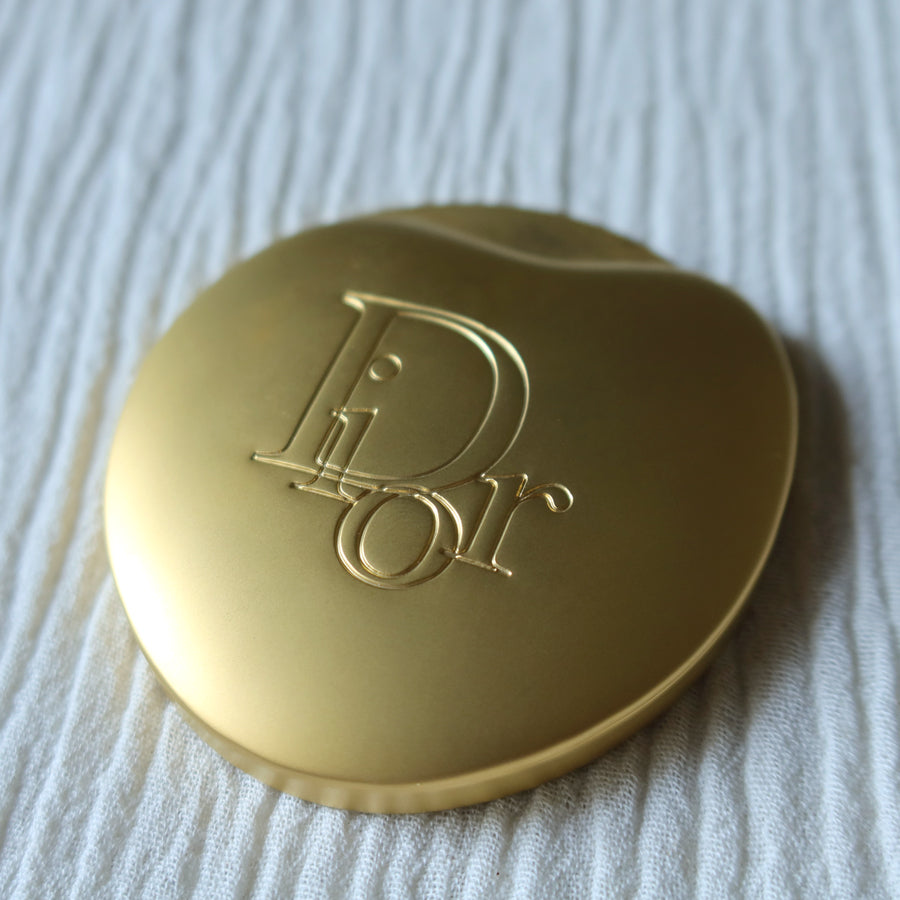 Rare Christian Dior Vintage Metallic Gold Heart Shape Sliding Pocket Mirror M