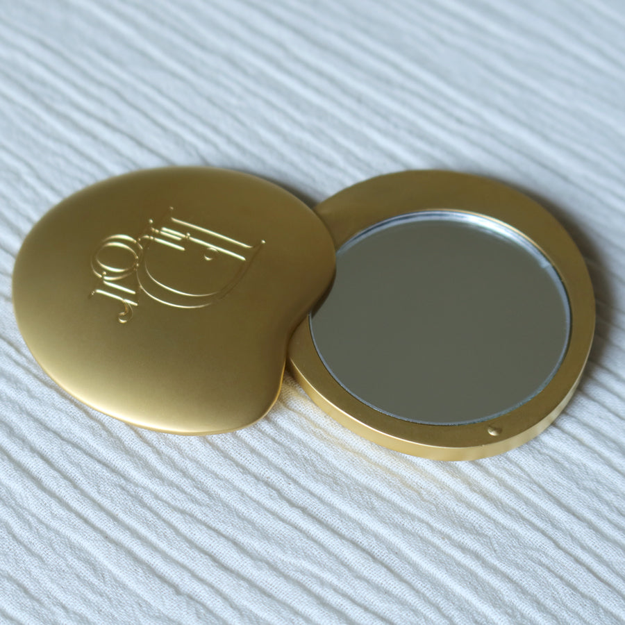Rare Christian Dior Vintage Metallic Gold Heart Shape Sliding Pocket Mirror M