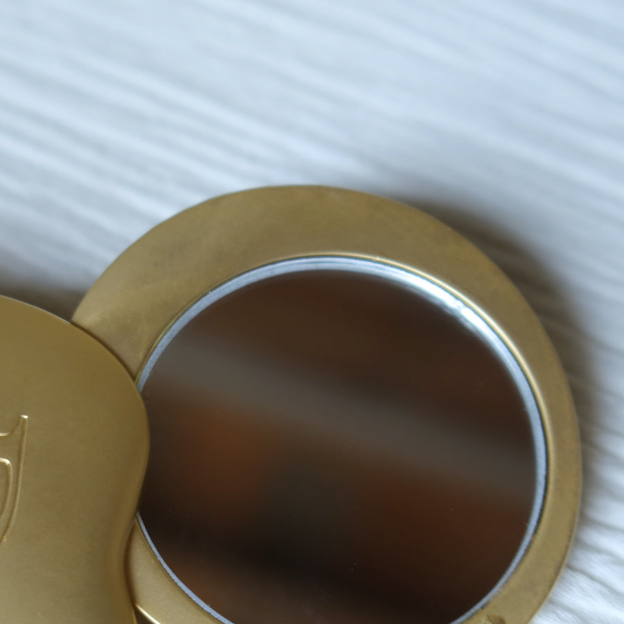 Rare Christian Dior Vintage Metallic Gold Heart Shape Sliding Pocket Mirror M