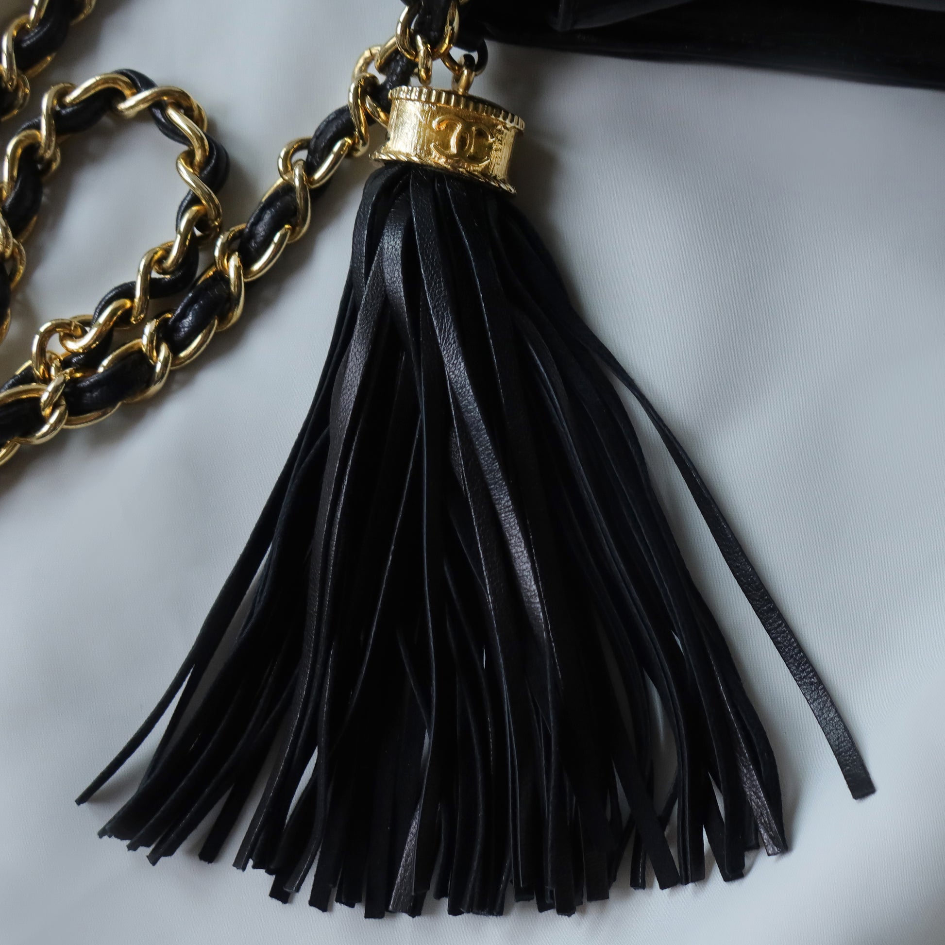 Chanel Vintage Diamond Quilted Lambskin Tassel Flap Bag