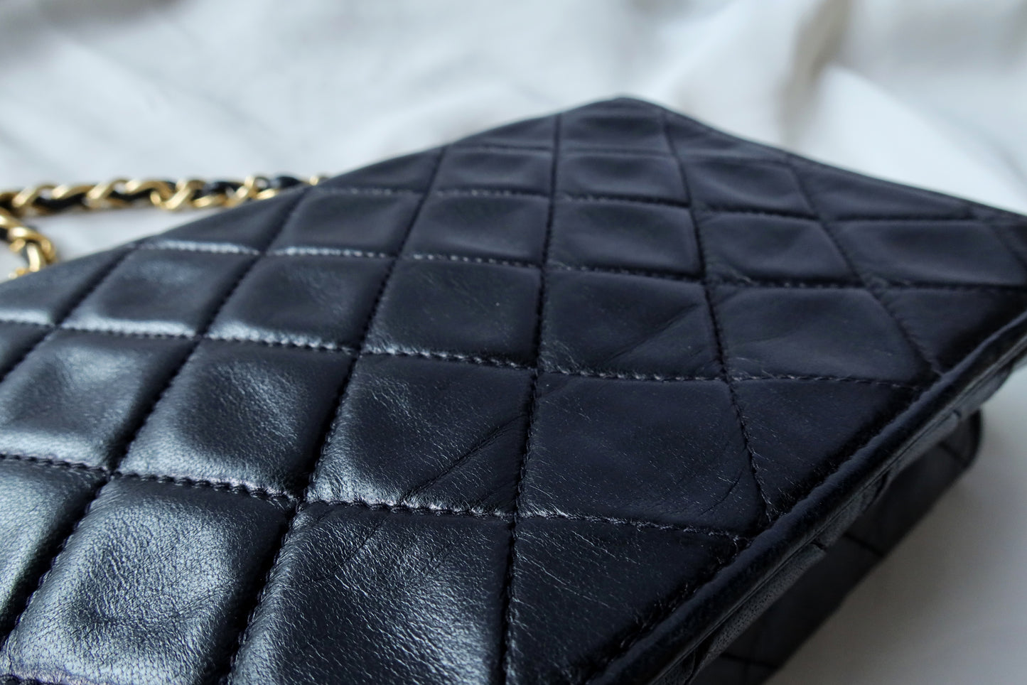 Chanel Vintage Diamond Quilted Lambskin Tassel Flap Bag