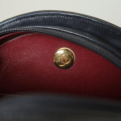 Chanel Vintage Black Lambskin Matelasse Quilted Half Moon Shoulder Bag