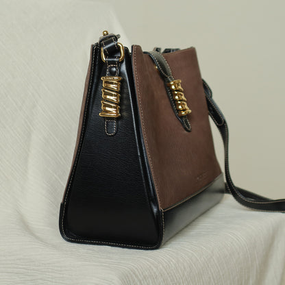 Loewe Vintage Dark Brown Dual Tone Velazquez Leather Anagram Crossbody Bag