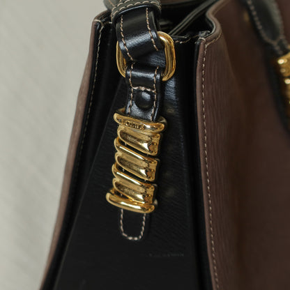 Loewe Vintage Dark Brown Dual Tone Velazquez Leather Anagram Crossbody Bag