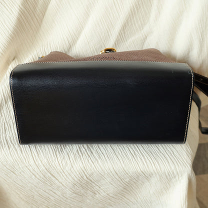 Loewe Vintage Dark Brown Dual Tone Velazquez Leather Anagram Crossbody Bag