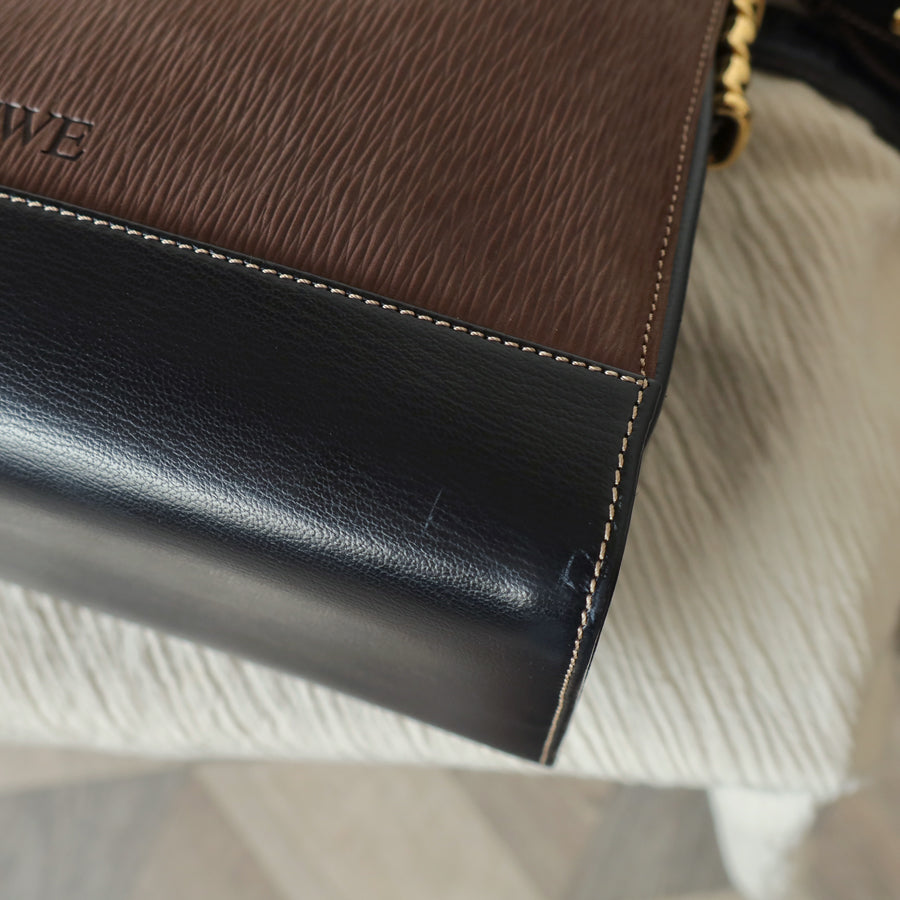 Loewe Vintage Dark Brown Dual Tone Velazquez Leather Anagram Crossbody Bag