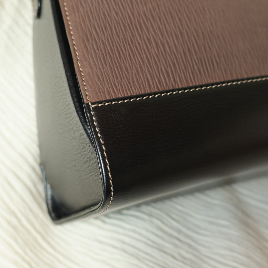 Loewe Vintage Dark Brown Dual Tone Velazquez Leather Anagram Crossbody Bag