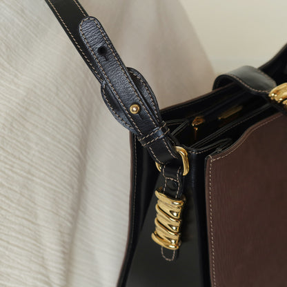 Loewe Vintage Dark Brown Dual Tone Velazquez Leather Anagram Crossbody Bag